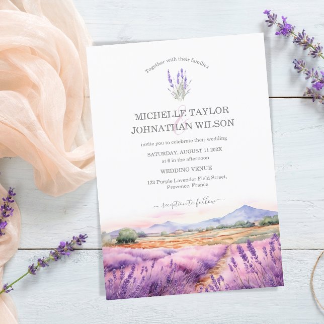 Convites Boho Wildflower Lavanda violeta púrpura Floral (Wildflower Lavender Purple Violet Flora)