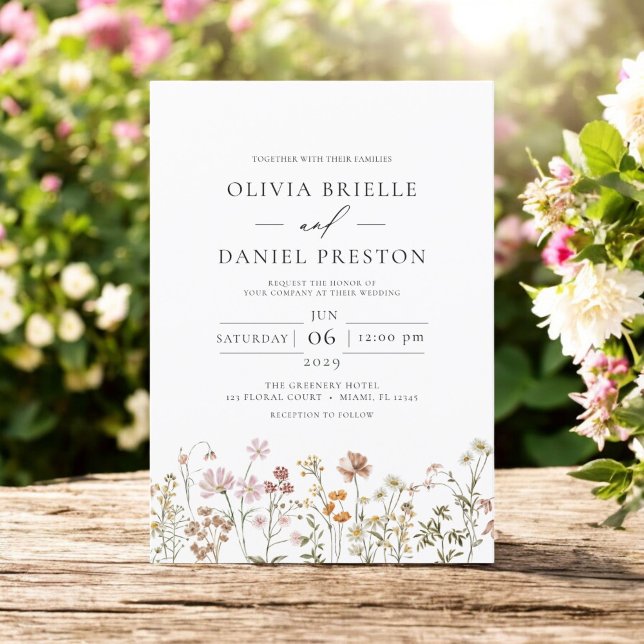 Convites Boho Wildflower Meadow Primavera Garden Weding (Criador carregado)
