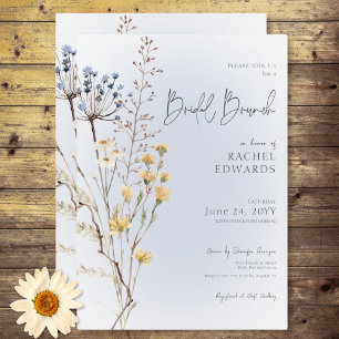 Convites Boho Wildflower Modern Blue Bridal Brunch