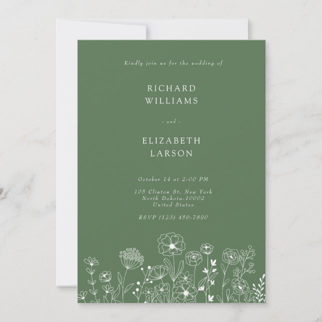 Convites Boho Wildflower Modern Watercolor Casamento (Frente)