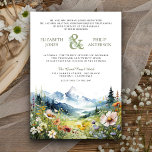 Convites Boho Wildflower Mountain Meadow Code Casamento<br><div class="desc">Incomodem seus convidados com este elegante tudo em um convite de casamento com belas montanhas e flores silvestres com código QR para RSVP online. Basta adicionar os detalhes do seu evento neste modelo fácil de usar para torná-lo um convite de tipo único.</div>