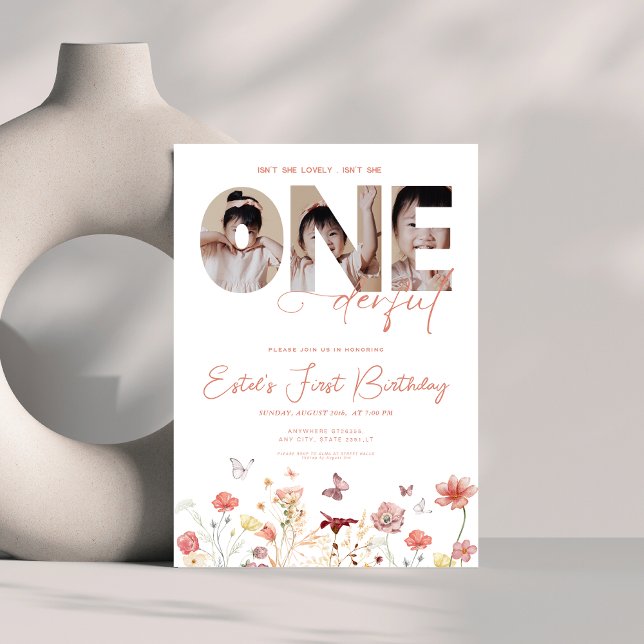 Convites Boho Wildflower não é UM primeiro aniversario mara (Criador carregado)