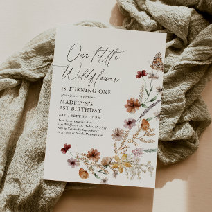 Convites Boho Wildflower primeiro aniversario