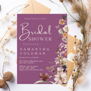 Convites Boho Wildflower Rustic Berry Chá de panela