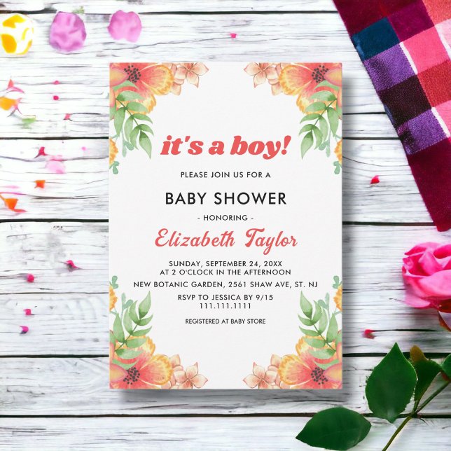 Convites Boho Wildflower Rustic Floral Chá de fraldas (Criador carregado)