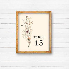 Convites Boho Wildflower Table Number Sinal