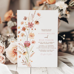 Convites Boho Wildflower Terracotta Wedding