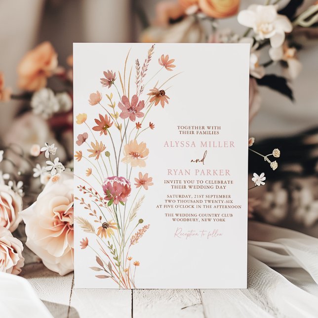 Convites Boho Wildflower Terracotta Wedding (Criador carregado)