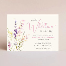 Convites Boho Wildflower Watercolor Baby Girl Shower