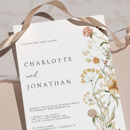 Convites Boho Wildflower Watercolor Casamento Mínimo