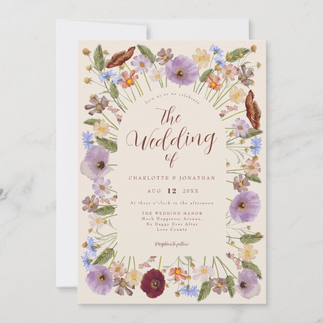Convites Boho Wildflower Wedding (Frente)