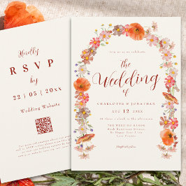 Convites Boho Wildflower Wedding Código QR
