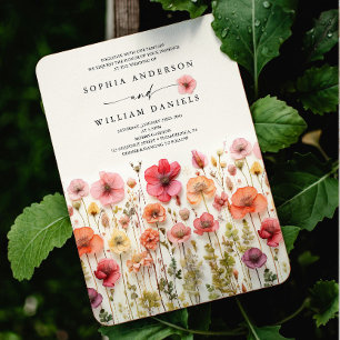 Convites Boho Wildflower Wedding Código QR Arredondado