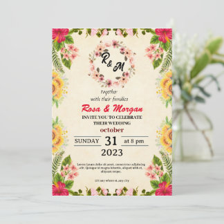 Convites Boho Wildflower Wedding Convida Charm Elegante.