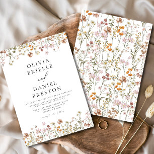 Convites Boho Wildflower White Garden Casamento