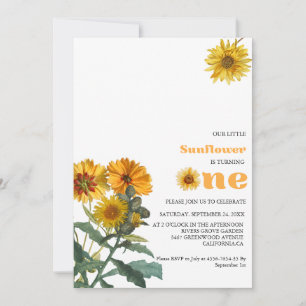 Convites Boho Wildflower yellor Festa de aniversário de gir