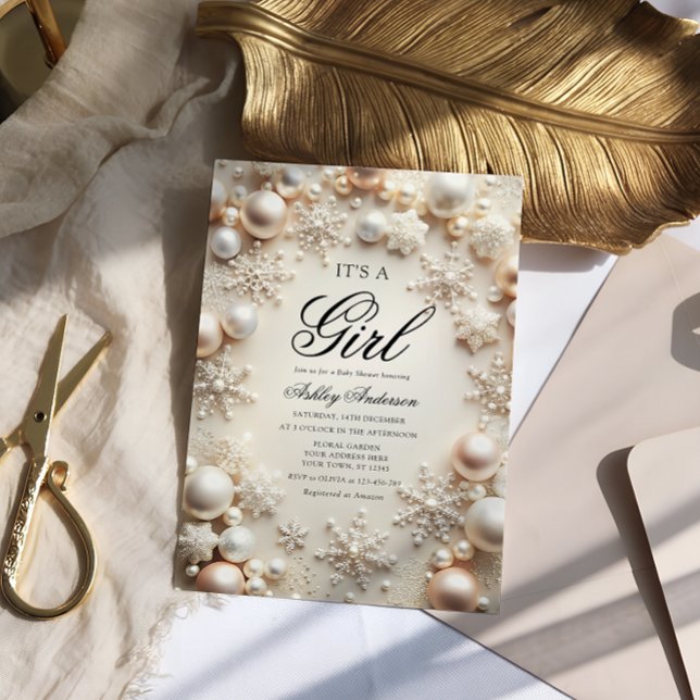 Convites Boho Winter É Um Chá de fraldas Para Rapariga (Criador carregado)