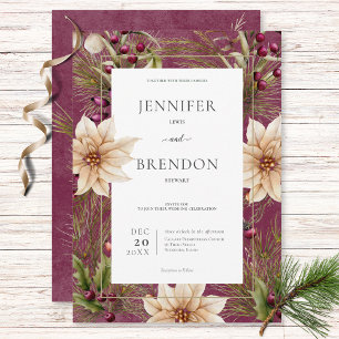 Convites Boho Winter Greenery Boughs Burgundy