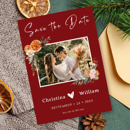 Convites Boho Winter Holiday Wedding Burgundy Salvar Data