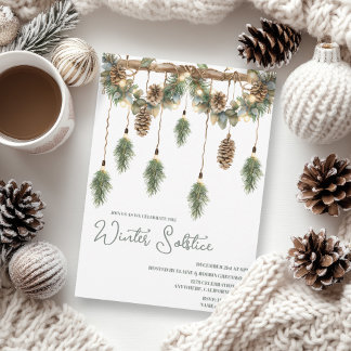Convites Boho Winter Solstice Pine Greenery Garland