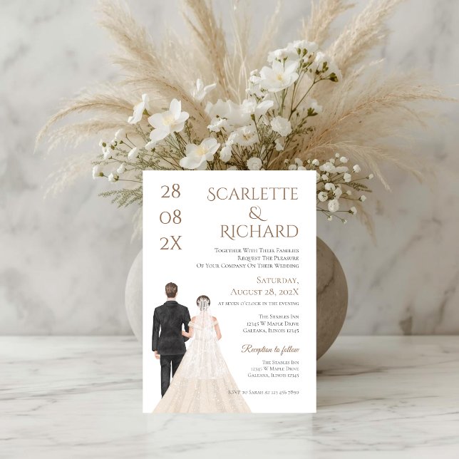 Convites Boho with bride and groom wedding (Criador carregado)