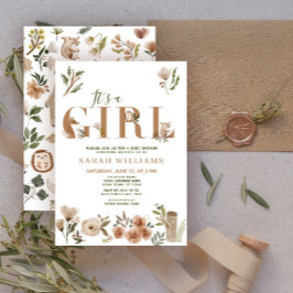 Convites Boho Woodland Animal É um Chá de fraldas