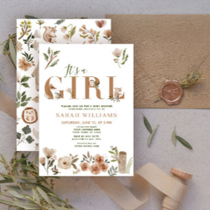 Convites Boho Woodland Animal É um Chá de fraldas