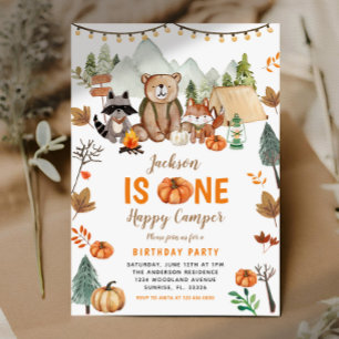 Convites Boho Woodland Bonfire Pumpkin Primeiro Aniversário