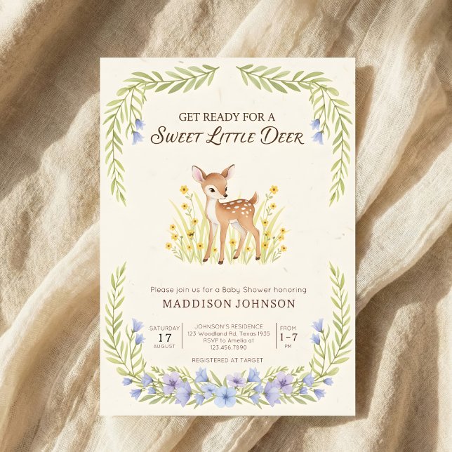 Convites boho woodland deer greenery baby shower (Criador carregado)