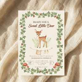 Convites boho woodland deer greenery baby shower