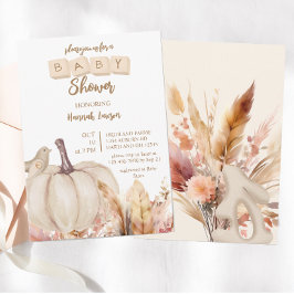 Convites Boho Woodland Fall Pumpkin Girl Chá de fraldas
