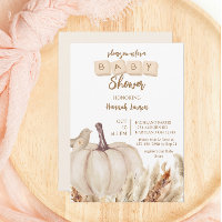 Boho Woodland Fall White Pumpkin Chá de fraldas