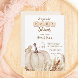 Convites Boho Woodland Fall White Pumpkin Chá de fraldas