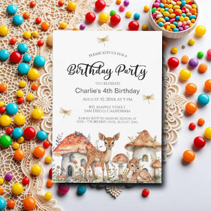 Convites Boho Woodland Forest Animal 4ª festa de aniversári