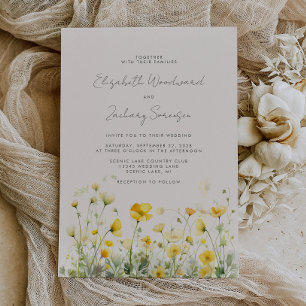 Convites Boho Yellow Buttercups Watercolor Casamento Floral