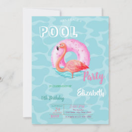 Convites Boia de piscina Flamingos Rosa Festa de Aniversári