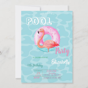 Convites Boia de piscina Flamingos Rosa Festa de Aniversári