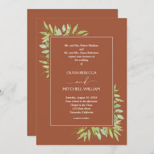 Convites Boiage Foliage Terracotta Wedding