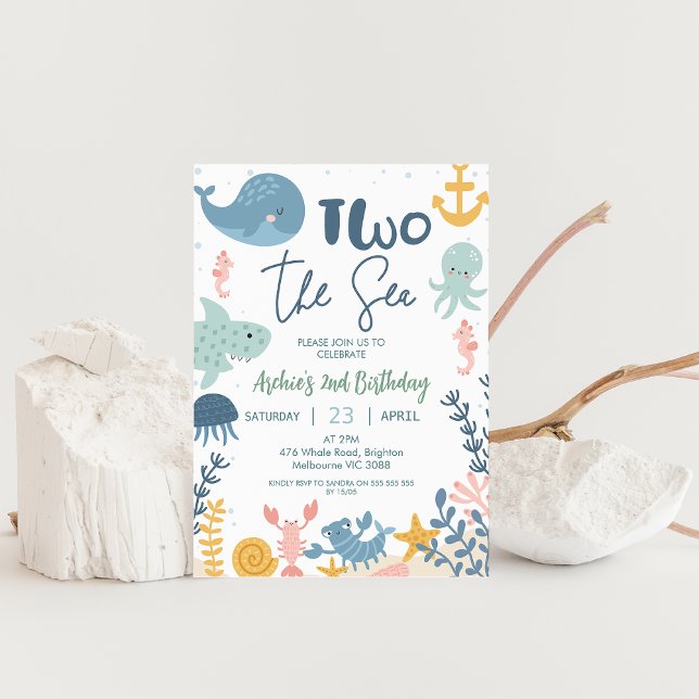 Convites Boias Amarelas Verdes Azuis Dois No Aniversário Do (Two the Sea Birthday Invitation, Under the Sea Party Boy, Ocean birthday party, 2nd birthday party,)