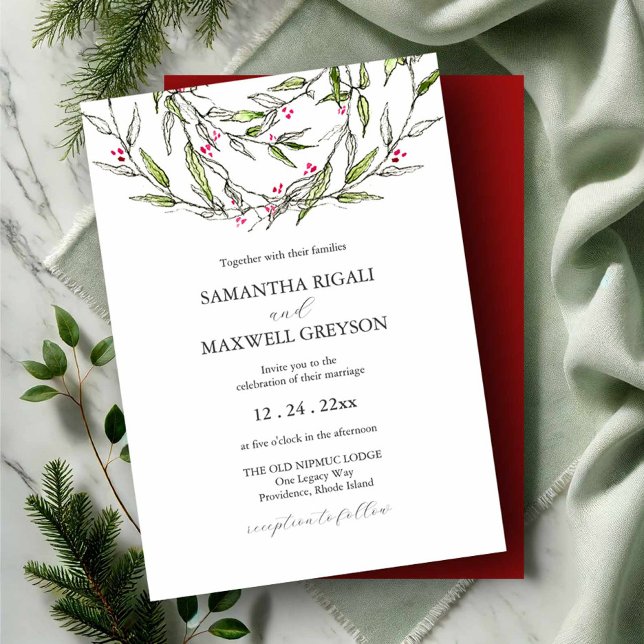 Convites Boias de Casamento de Natal (Hand drawn wedding invitations watercolor and line art by Victoria Grigaliunas of Do Tell A Belle)