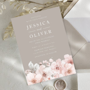 Convites Boige & Blush Floral Belo Casamento de Designer