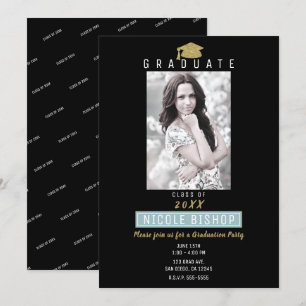 Convites Boina de Gradução com Purpurina Dourada Festa de F