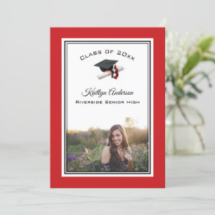 Convites Boina e Borla Preta e Vermelha   Graduação em Foto