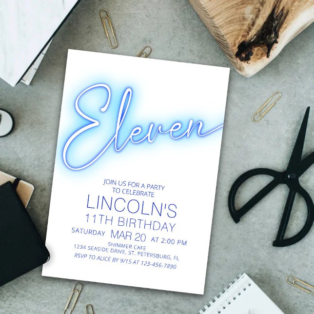 Convites Bois 11 Neon Piscina Birthday (Criador carregado)