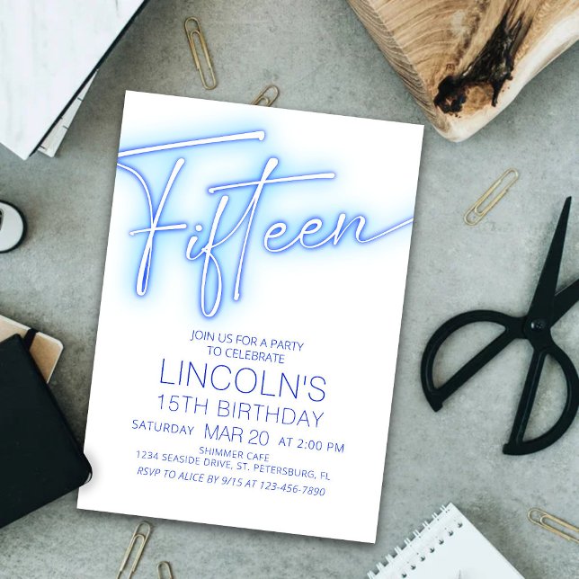 Convites Bois 15 Neon Piscina Birthday (Criador carregado)