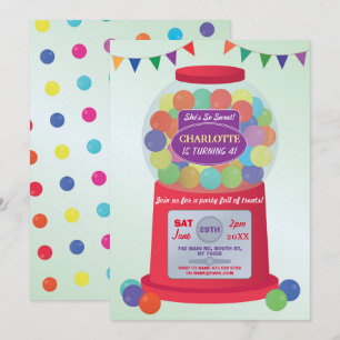 Convites Bois de Aniversário da Máquina Bubblegum Convidam