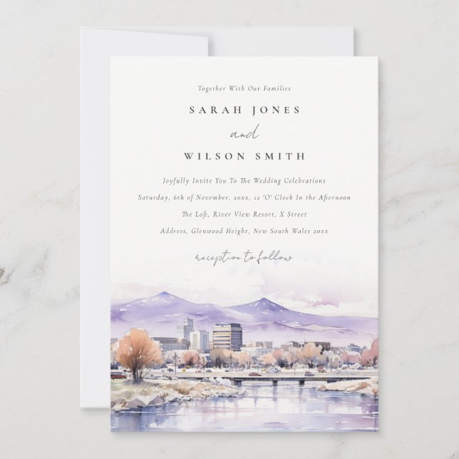 Convites Boise, Idaho Watercolor Landscape Wedding (Frente)