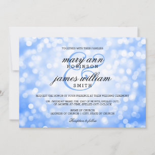 Convites Bokeh Azul Luz Elegante Casamento