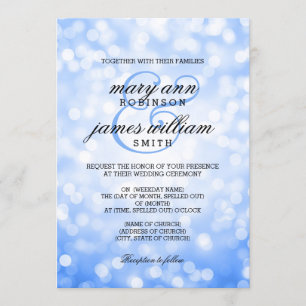 Convites Bokeh Azul Luz Elegante Casamento