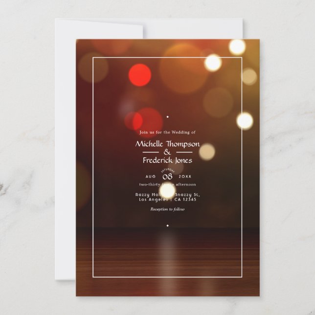 Convites Bokeh Beach Weding Invitation (Frente)